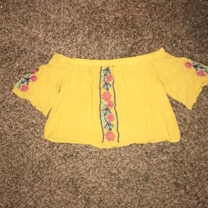 bleuh ciel off the shoulder crop top